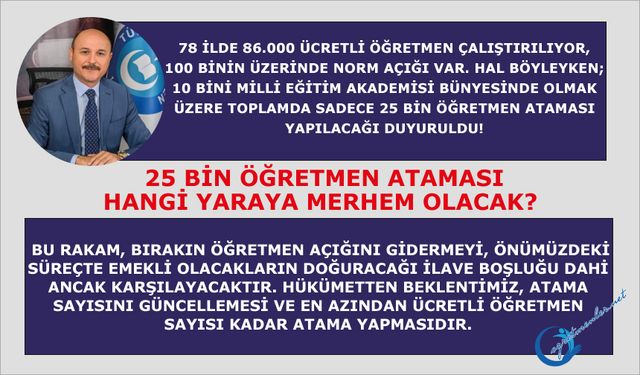 25 bin öğretmen ataması hangi yaraya merhem olacak?"