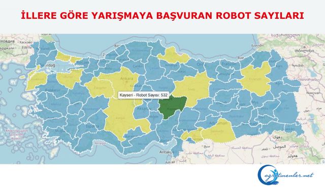 İllere Göre Yarışmaya Başvuran Robot Sayıları