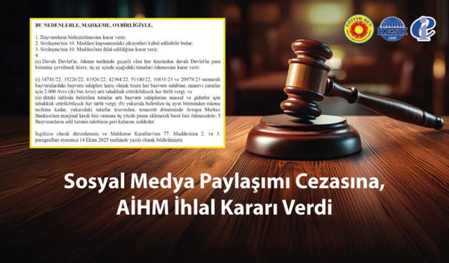 Sosyal Medya Paylaşımı Cezasına, AİHM İhlal Kararı Verdi