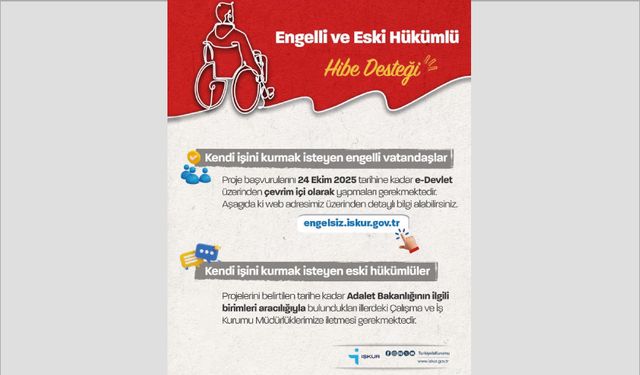 Engelli ve eski hükümlü vatandaşlarımıza yönelik uyguladığımız hibe desteği
