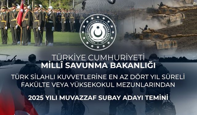 Muvazzaf Subay Adayı Temini Başvuru İlanı