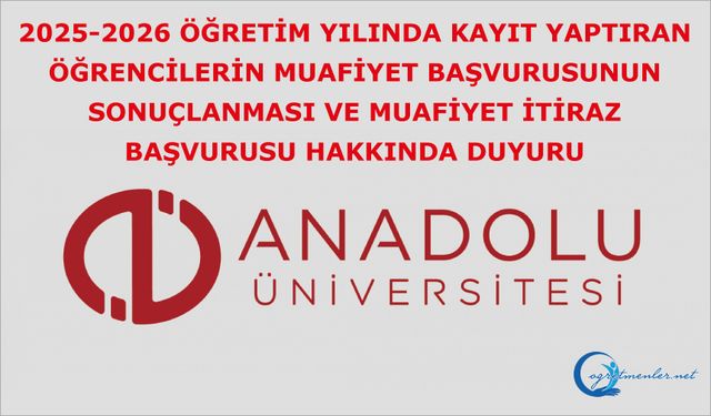 Muafiyet Başvurusunun Sonuçlanması ve Muafiyet İtiraz Başvurusu Hakkında Duyuru