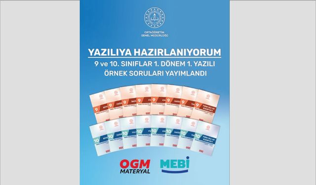 9. ve 10. Sınıf 1. Dönem 1. Yazılı Örnek Soruları Yayımlandı!