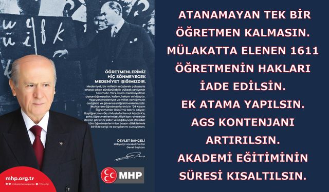 Atanamayan tek bir öğretmen kalmasın