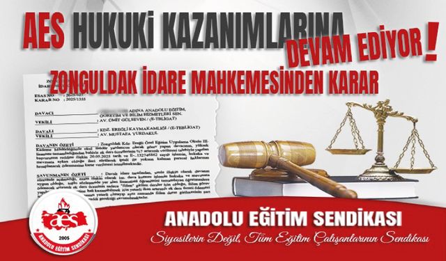 AES Hukuki Kazanımlarına Devam Ediyor; Zonguldak İdare Mahkemesinden Karar