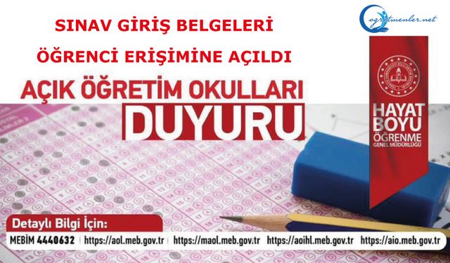 Sınav Giriş Belgeleri Öğrenci Erişimine Açıldı