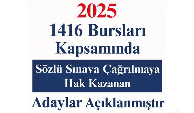 2025 Yılı 1416 Bursları Tercih Sonuçları