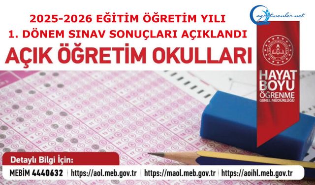 1. Dönem Sınav Sonuçları Açıklandı