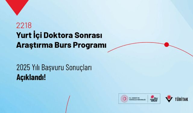 2218–Yurt İçi Doktora Sonrası Araştırma Burs Programı 2025 Yılı Başvuru Sonuçları Açıklandı