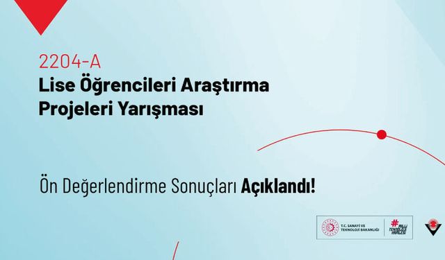 2204-A Lise Öğrencileri Araştırma Projeleri Yarışması Ön Değerlendirme Sonuçları Açıklandı