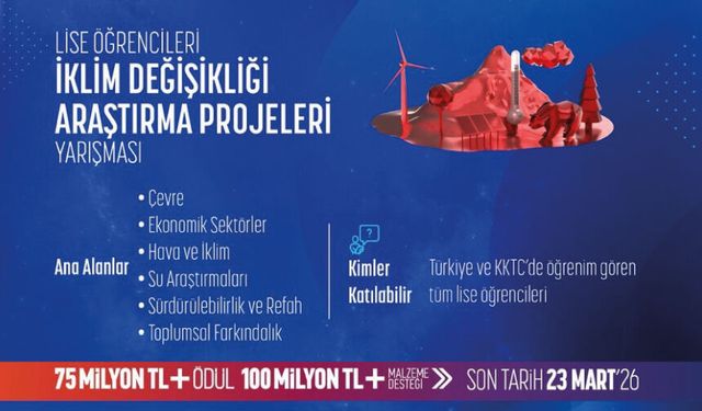 Lise Öğrencileri İklim Değişikliği Araştırma Projeleri Yarışmamıza başvurularınızı bekliyoruz!