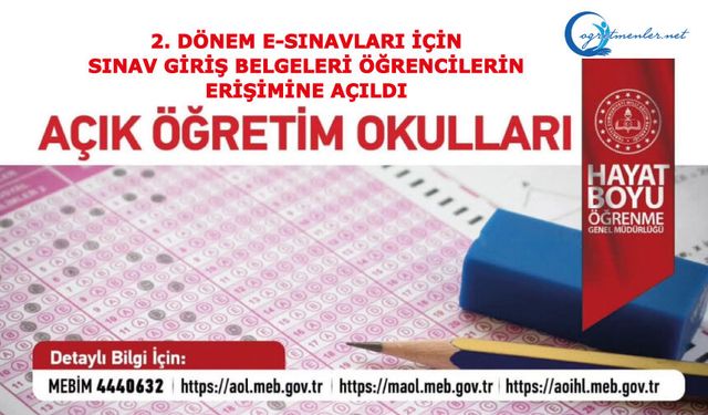 2. Dönem E-Sınavları İçin Sınav Giriş Belgeleri Öğrencilerin Erişimine Açıldı