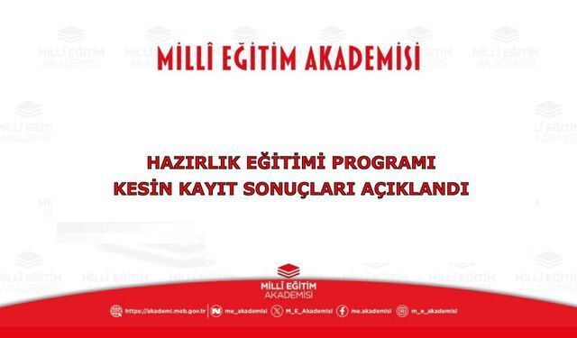 Millî Eğitim Akademisi Hazırlık Eğitimi Programı Kesin Kayıt Sonuçları Açıklandı
