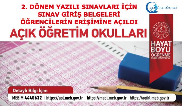 2. Dönem Yazılı Sınavları İçin Sınav Giriş Belgeleri Öğrencilerin Erişimine Açıldı
