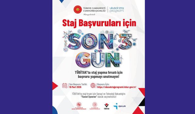 Staj Başvuruları İçin Son 3 Gün!