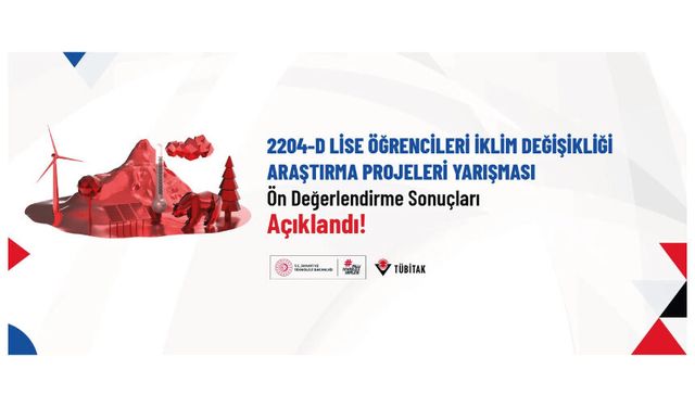 2204-D Lise Öğrencileri İklim Değişikliği Araştırma Projeleri Yarışması Ön Değerlendirme Sonuçları Açıklandı