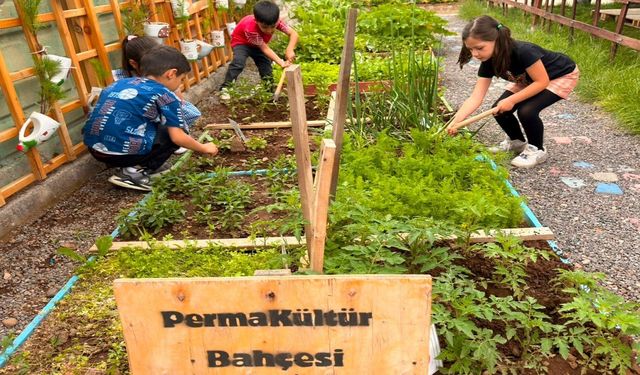 Kayseri'de Anaokulu Bahçesine "Tabiat Mektebi" Kuruldu