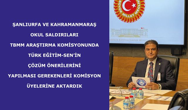 TBMM Araştırma Komisyonunda, Türk Eğitim-Sen’in çözüm önerilerini sunduk
