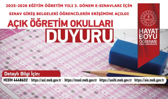 3. DÖNEM E-SINAVLARI İÇİN SINAV GİRİŞ BELGELERİ ÖĞRENCİLERİN ERİŞİMİNE AÇILDI
