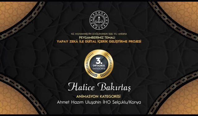 Hatice Bakırtaş, Animasyon Kategorisi'nde Ortaokul Kategorisi 3.'sü oldu
