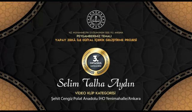 Selim Talha Aydın, Video Klip Kategorisi'nde Ortaokul Kategorisi 3.'sü oldu
