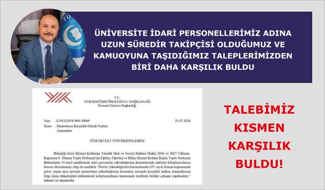 TALEBİMİZ KISMEN KARŞILIK BULDU!
