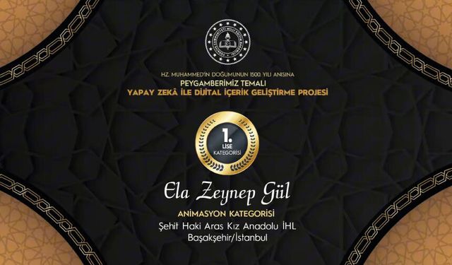 Ela Zeynep Gül, Animasyon Kategorisi'nde Lise Kategorisi 1.'si oldu