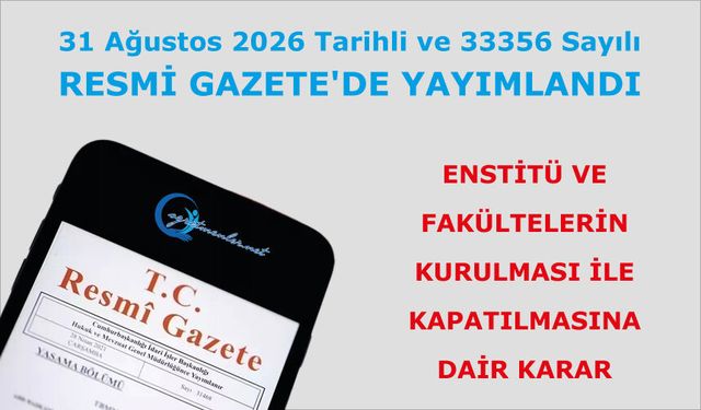 Enstitü ve Fakültelerin Kurulması ile Bazı Fakülte ve Enstitülerin Kapatılmasına dair karar