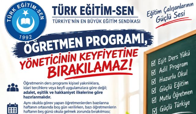 ÖĞRETMEN PROGRAMI, YÖNETİCİNİN KEYFİYETİNE BIRAKILAMAZ!