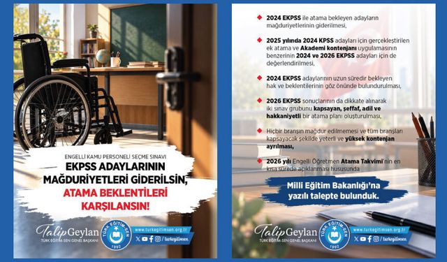 EKPSS Adaylarının Mağduriyetleri Giderilsin, Atama Beklentileri Karşılansın!