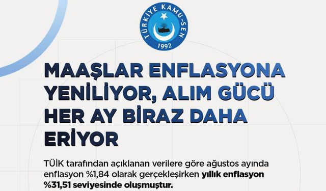 MAAŞLAR ENFLASYONA YENİLİYOR, ALIM GÜCÜ HER AY BİRAZ DAHA ERİYOR
