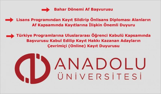 Açıköğretim Fakültesinden Duyurular