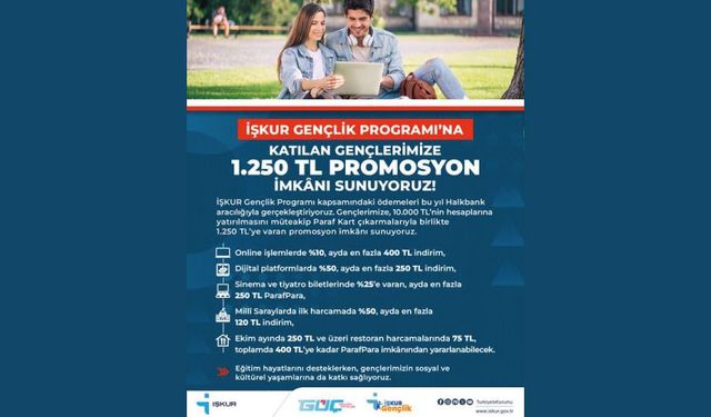 Gençlerimize 1.250 TL promosyon