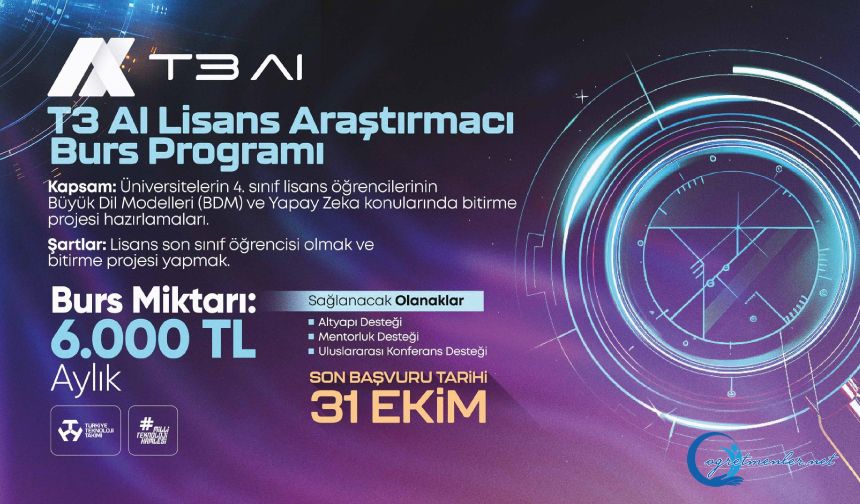 T3 AI Lisans Araştırmacı Burs Programı Başvuruları Başladı!