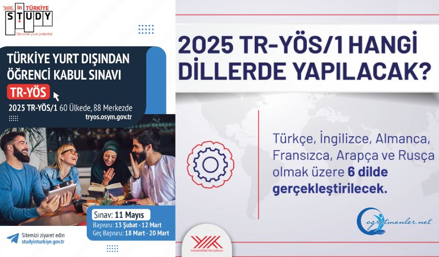 11 Mayıs’ta yapılacak 2025 TR-YÖS/1’e başvurular başlıyor