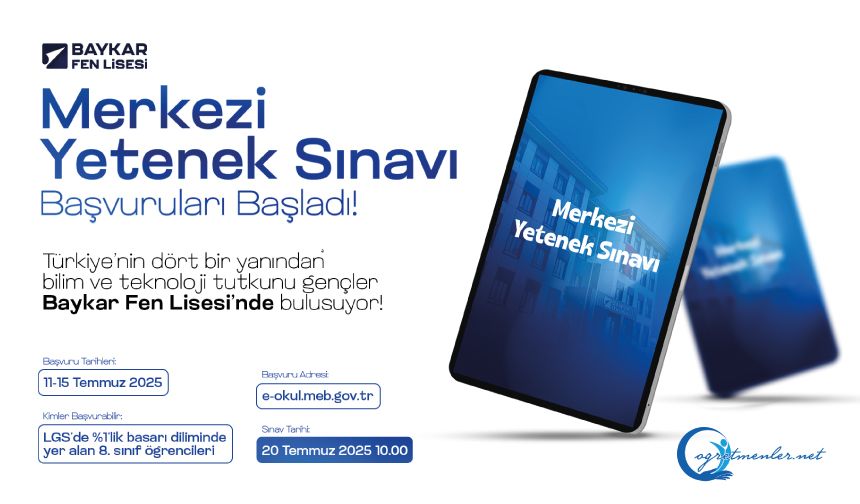BAYKAR Fen Lisesi Merkezi Yetenek Sınavı Başvuruları Başladı!