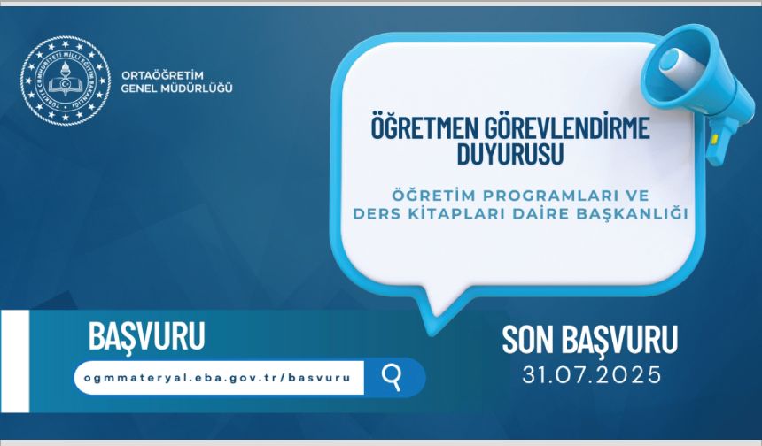 Öğretim Programları ve Ders Kitapları Daire Başkanlığında öğretmen görevlendirmesi yapılacak