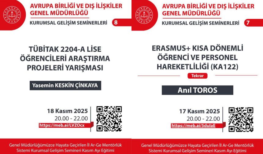 MEB AB ve Dış İlişkiler Genel Müdürlüğünden iki online eğitim duyurusu