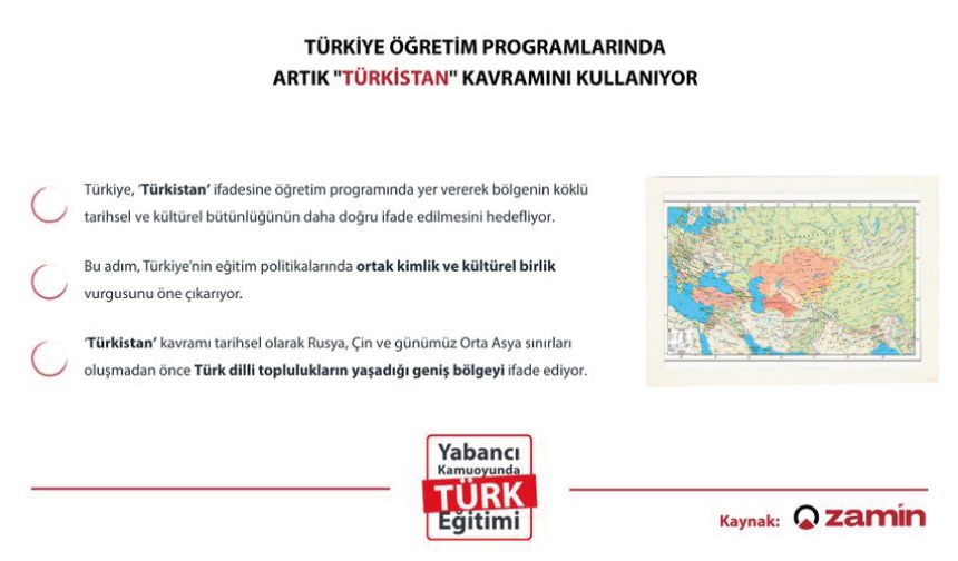 Türkiye Millî Eğitim Müfredatında Köklü Bir Değişiklik Yaptı: Orta Asya Yerine 'Türkistan'
