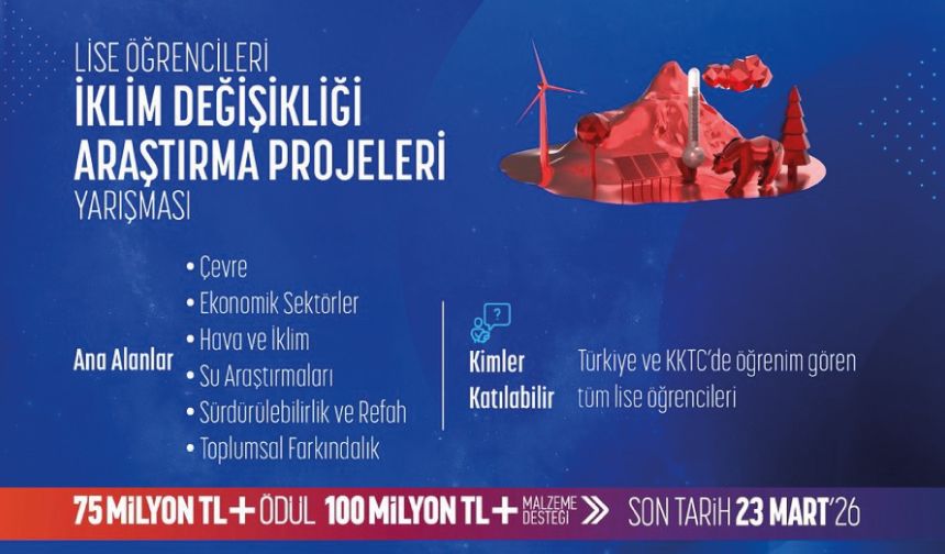 Lise Öğrencileri İklim Değişikliği Araştırma Projeleri Yarışmamıza başvurularınızı bekliyoruz!