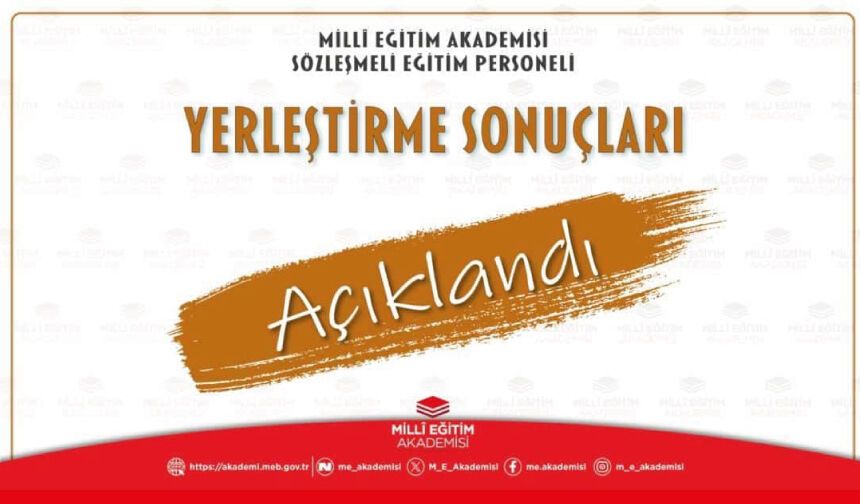 Millî Eğitim Akademisi sözleşmeli eğitim personeli alımı kapsamında yerleştirme sonuçları erişime açıldı