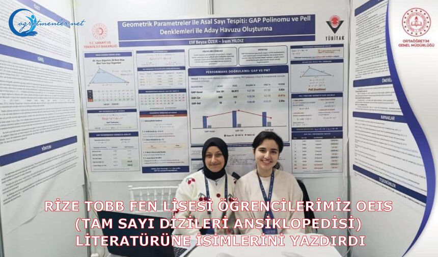 Rize TOBB Fen Lisesi Öğrencilerimiz OEIS (Tam Sayı Dizileri Ansiklopedisi) Literatürüne İsimlerini Yazdırdı