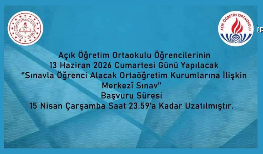 Merkezî Sınav Başvurusu 15 Nisan Çarşamba Günü Saat 23.59'a Kadar Uzatılmıştır