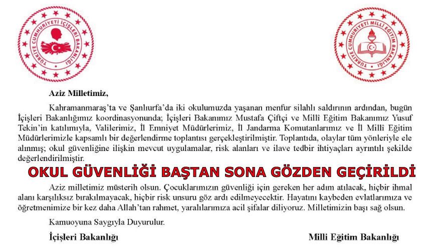 Okulların çevresinde güvenlik artırılacak, erken uyarı mekanizmaları güçlendirilecek