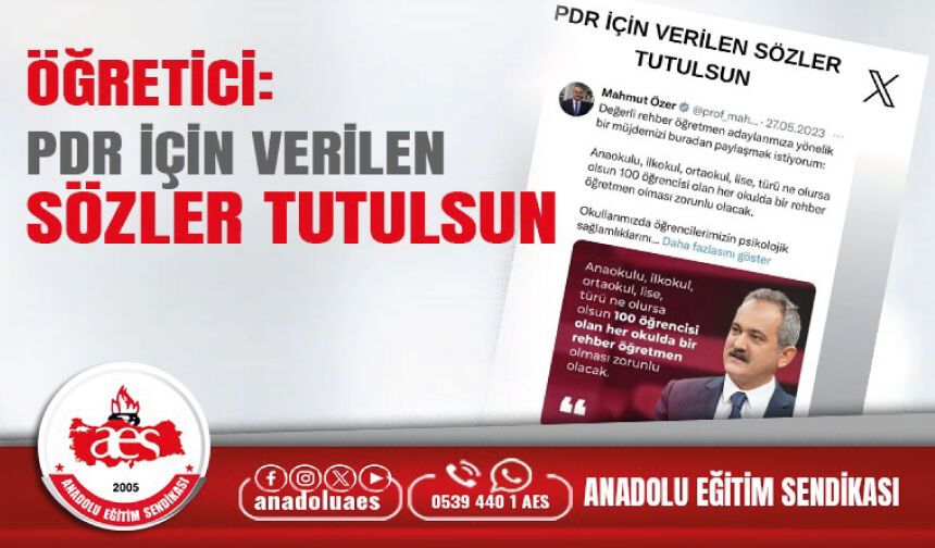 PDR İçin Verilen Sözler Tutulsun