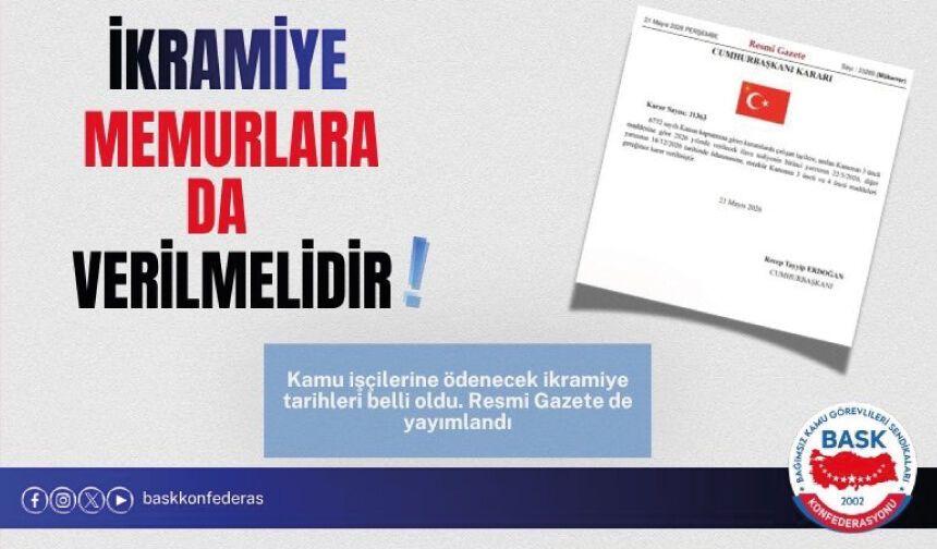 İKRAMİYE MEMURLARA DA VERİLMELİDİR