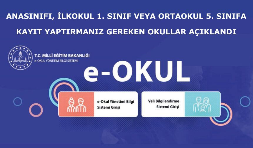 Anasınıfı, İlkokul 1. sınıf veya Ortaokul 5. sınıfa kayıt yaptırmanız gereken okullar açıklandı