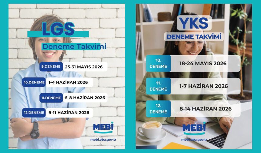 YKS Türkiye Geneli Deneme Takvimi ve  LGS Türkiye Geneli Deneme Takvimi