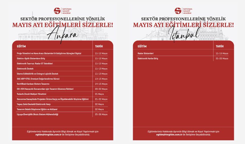 Sektör profesyonellerine yönelik Mayıs ayı eğitimlerimiz sizlerle!