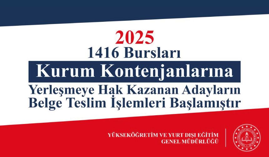 Kurum Kontenjanlarına Yerleşmeye Hak Kazanan Adayların Belge Teslim İşlemleri
